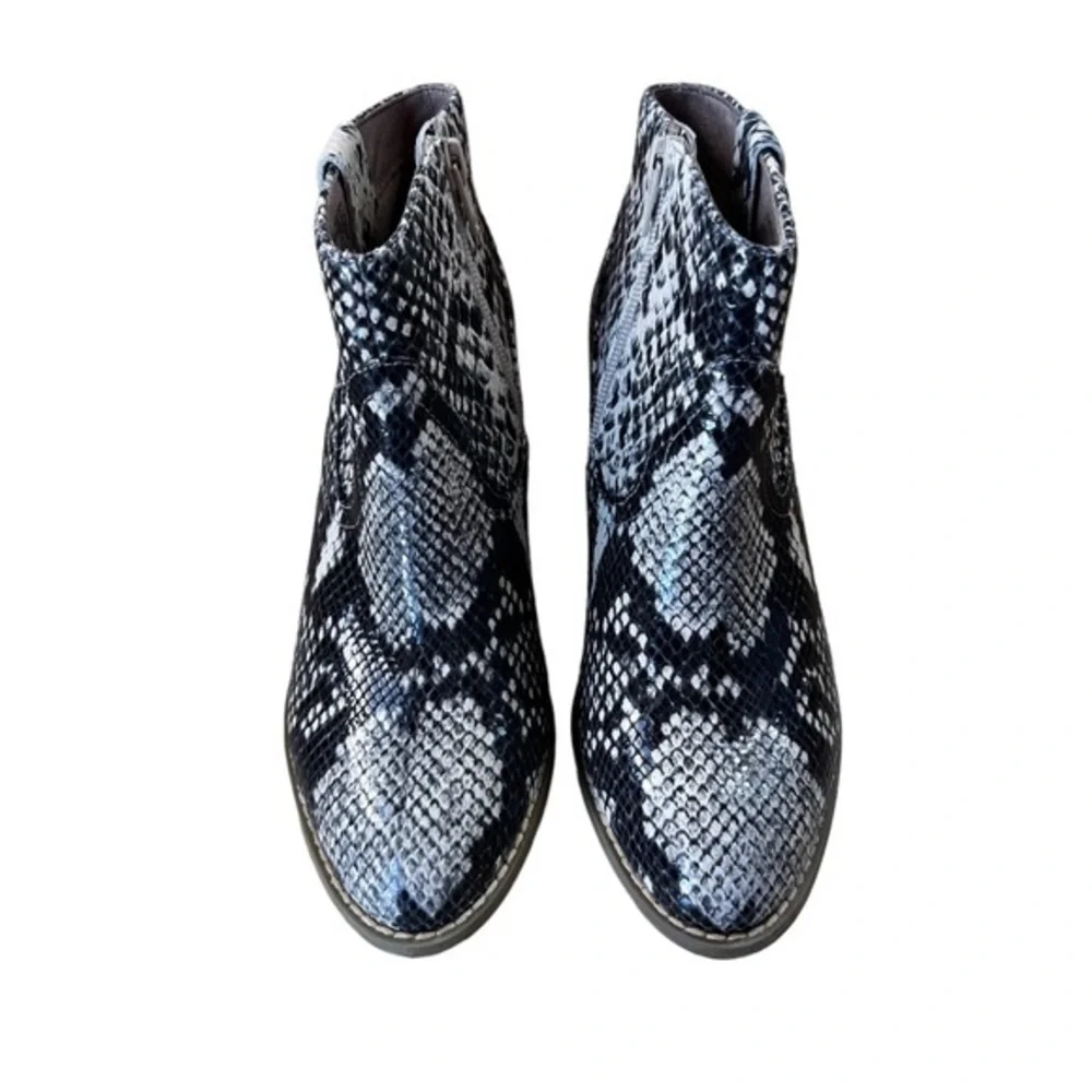 Vionic Booties Windom Womens 5 Black Cream‎ Snakeskin Print Leather Ankle Boots